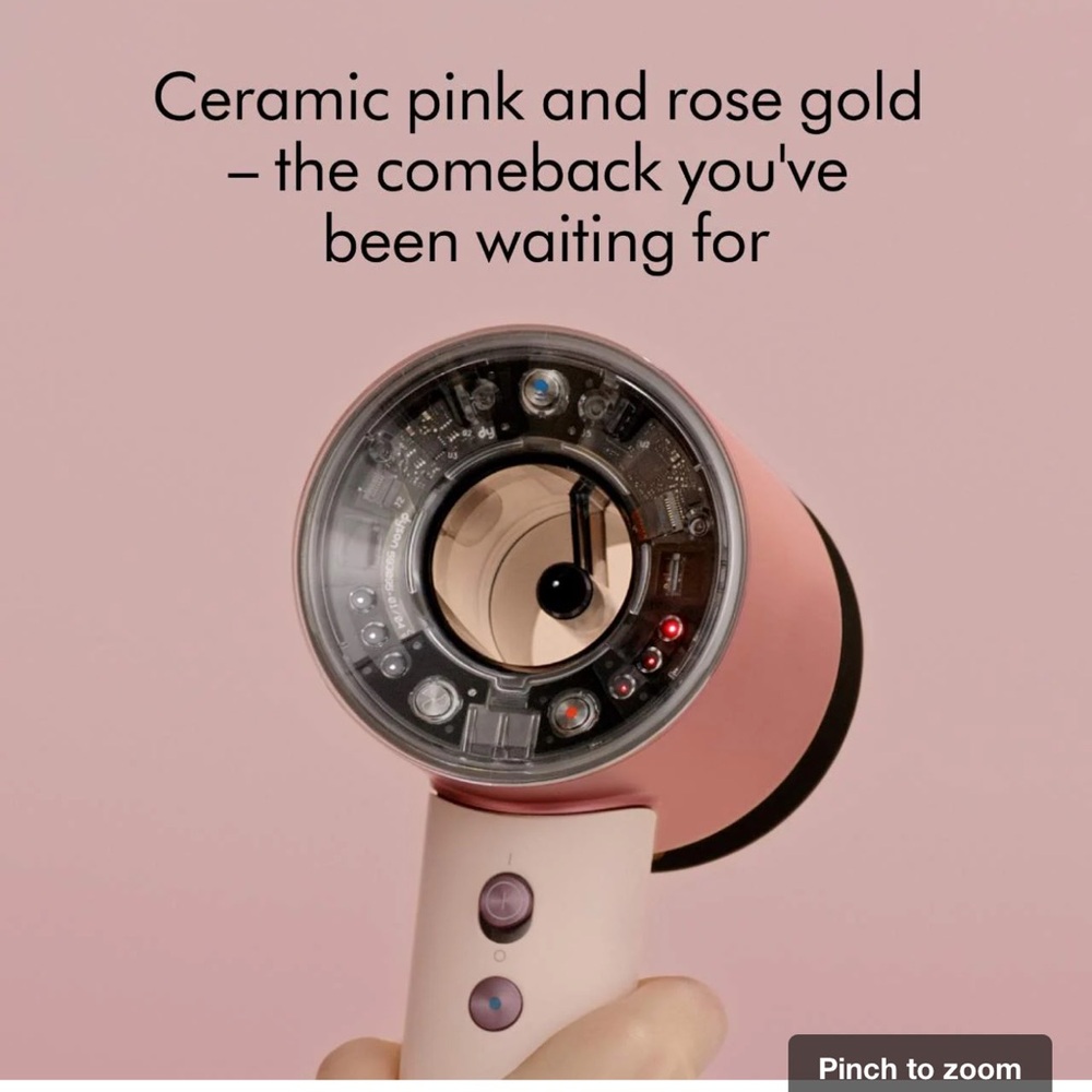 Dyson Hair Dryer in Ceramic Pink and Rose Gold